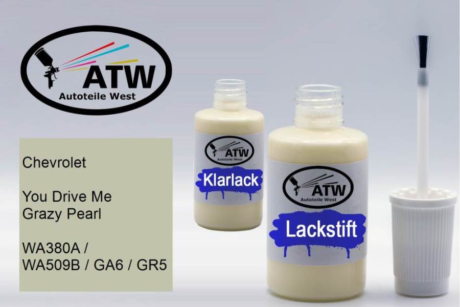 Chevrolet, You Drive Me Grazy Pearl, WA380A / WA509B / GA6 / GR5: 20ml Lackstift + 20ml Klarlack - Set, von ATW Autoteile West.